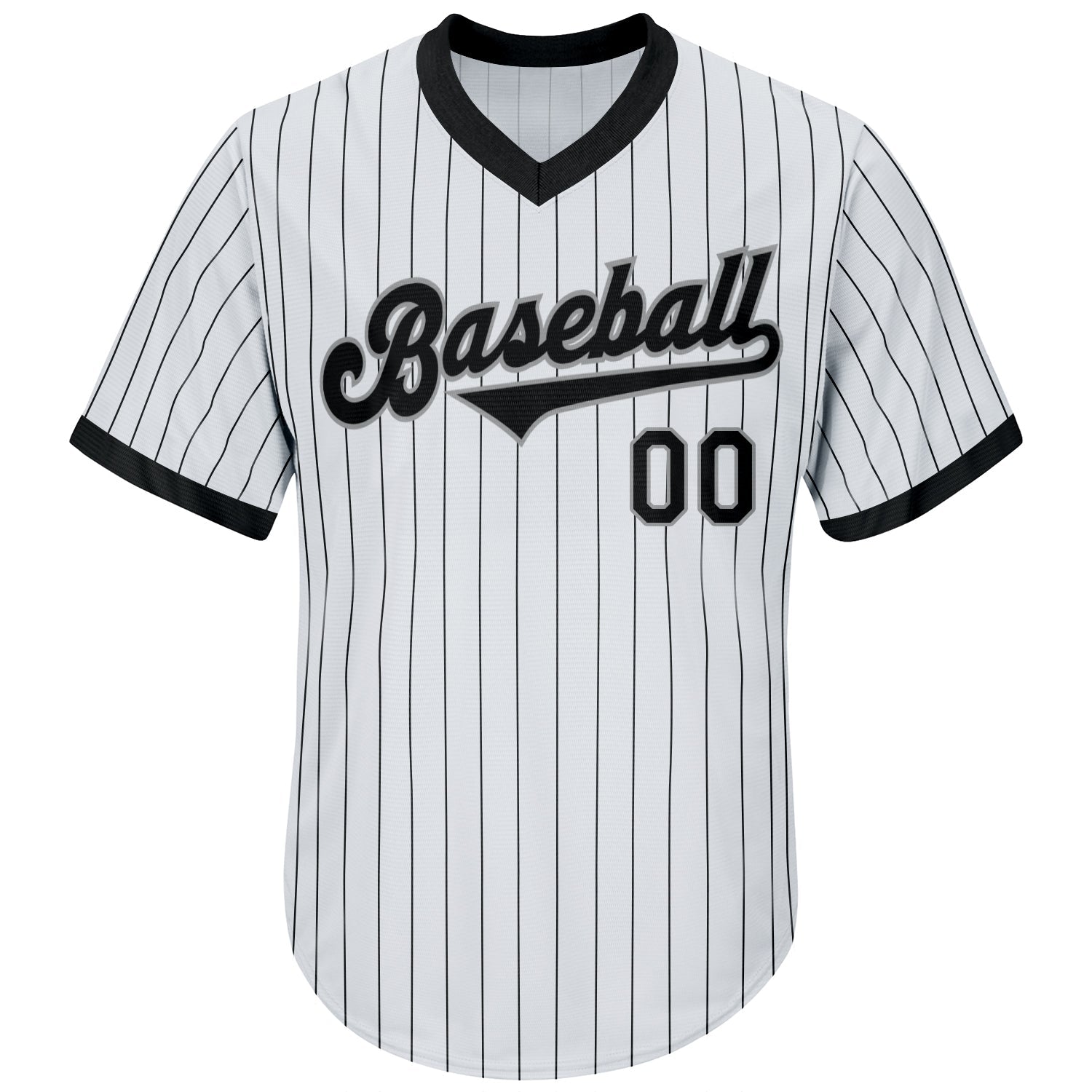 Custom White Black Pinstripe Black-Gray Authentic Throwback Rib-Knit Baseball Jersey Shirt