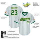 Custom White Kelly Green Pinstripe Kelly Green-Gold Authentic Throwback Rib-Knit Baseball Jersey Shirt