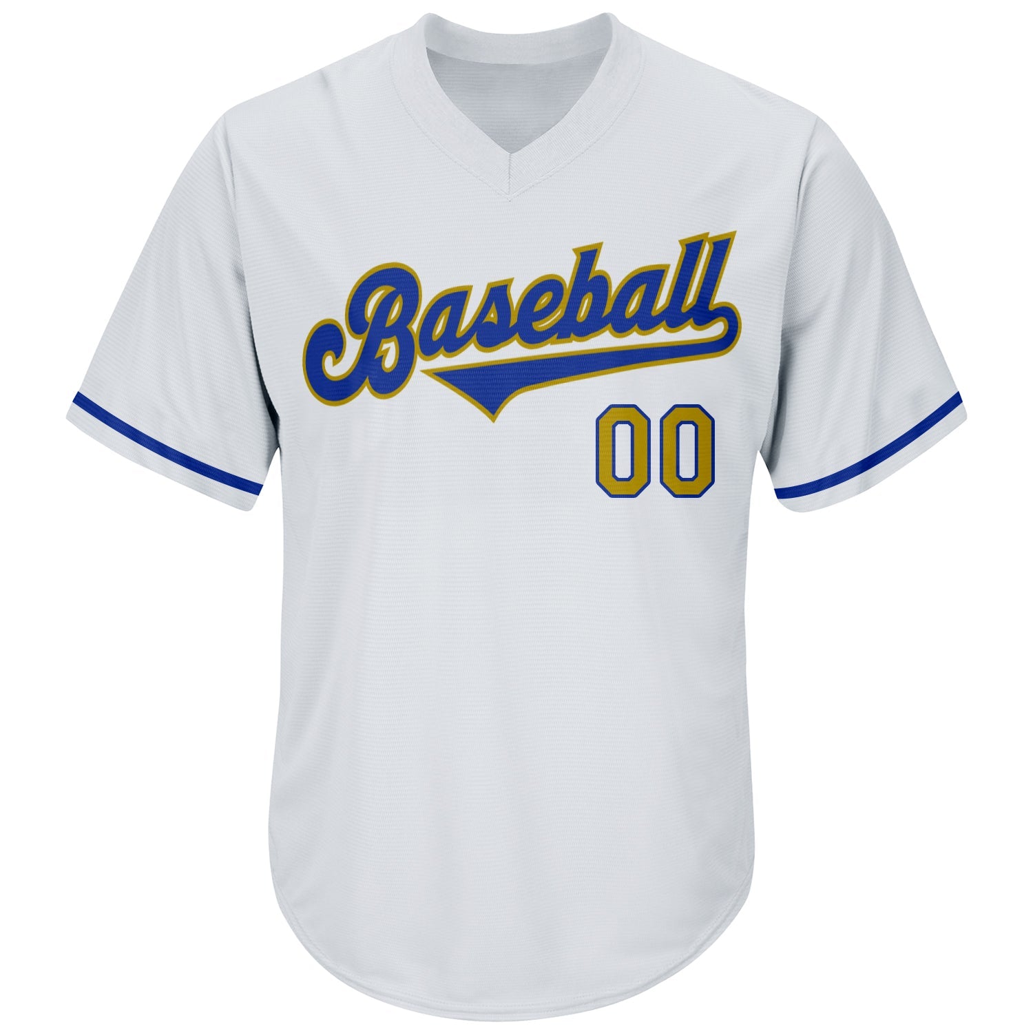 Custom White Old Gold-Royal Authentic Throwback Rib-Knit Baseball Jersey Shirt