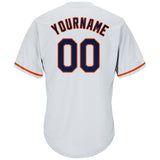 Custom White Navy-Orange Authentic Throwback Rib-Knit Baseball Jersey Shirt