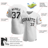 Custom White Black Pinstripe Black-Gray Authentic Baseball Jersey