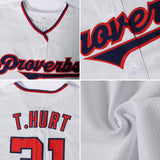 Custom White Red-Navy Authentic Baseball Jersey