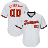 Custom White Orange-Black Authentic Throwback Rib-Knit Baseball Jersey Shirt