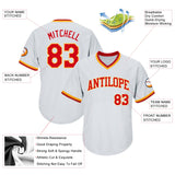 Custom White Red-Gold Authentic Throwback Rib-Knit Baseball Jersey Shirt
