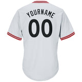 Custom White Black-Red Authentic Throwback Rib-Knit Baseball Jersey Shirt