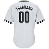 Custom White Black Authentic Throwback Rib-Knit Baseball Jersey Shirt