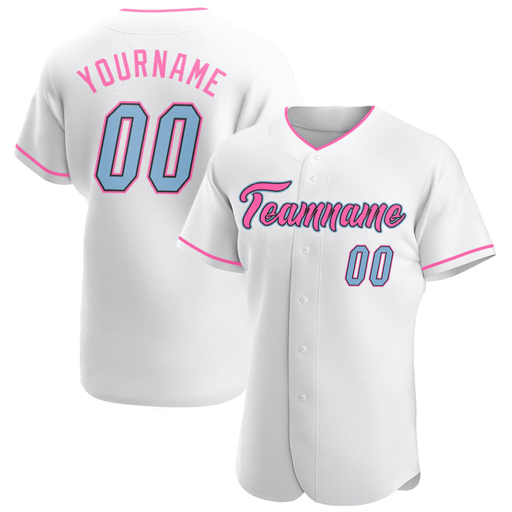 Pink and white baseball sales jersey
