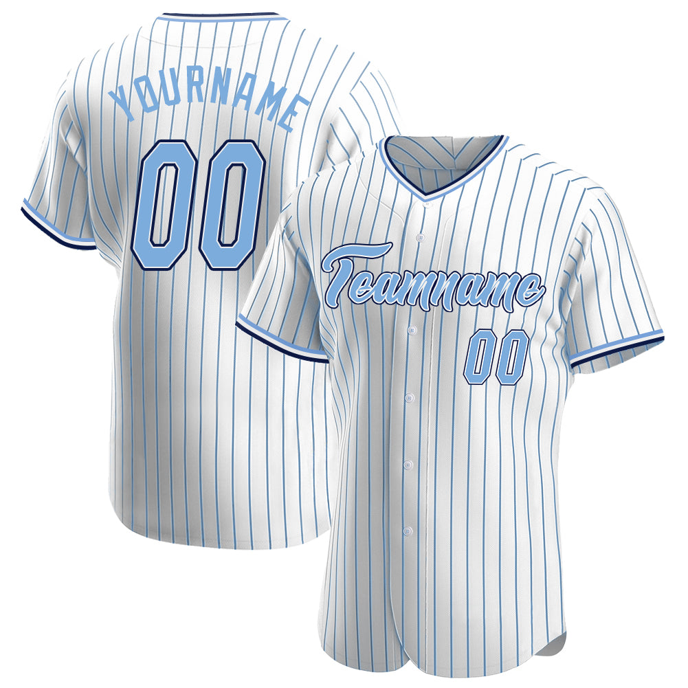 Custom Gray Black Pinstripe Light Blue Authentic Baseball Jersey Discount