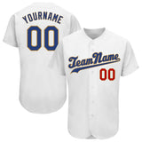 Custom White Royal-Old Gold Authentic Baseball Jersey