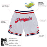 Custom White Red-Navy Authentic Throwback Basketball Shorts