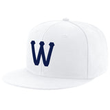 Custom White Navy Stitched Adjustable Snapback Hat