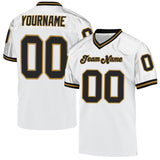 Custom White Black-Old Gold Mesh Authentic Throwback Football Jersey