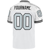 Custom White Silver-Black Mesh Authentic Throwback Football Jersey