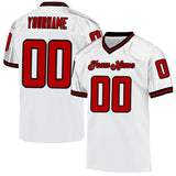 Custom White Red-Black Mesh Authentic Throwback Football Jersey