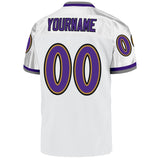 Custom White Purple-Old Gold Mesh Authentic Throwback Football Jersey