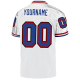 Custom White Royal-Red Mesh Authentic Throwback Football Jersey