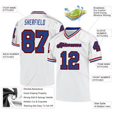 Custom White Royal-Red Mesh Authentic Throwback Football Jersey