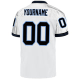 Custom White Black-Light Blue Mesh Authentic Throwback Football Jersey