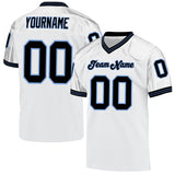 Custom White Black-Light Blue Mesh Authentic Throwback Football Jersey