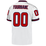 Custom White Red-Navy Mesh Authentic Throwback Football Jersey