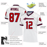 Custom White Red-Navy Mesh Authentic Throwback Football Jersey