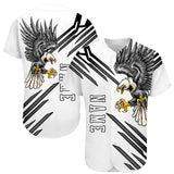 Custom White White-Black 3D Eagle Authentic Baseball Jersey