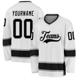 Custom White Black-Gray Hockey Jersey
