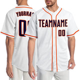 Custom White Navy-Orange Authentic Baseball Jersey