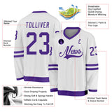 Custom White Purple Hockey Jersey