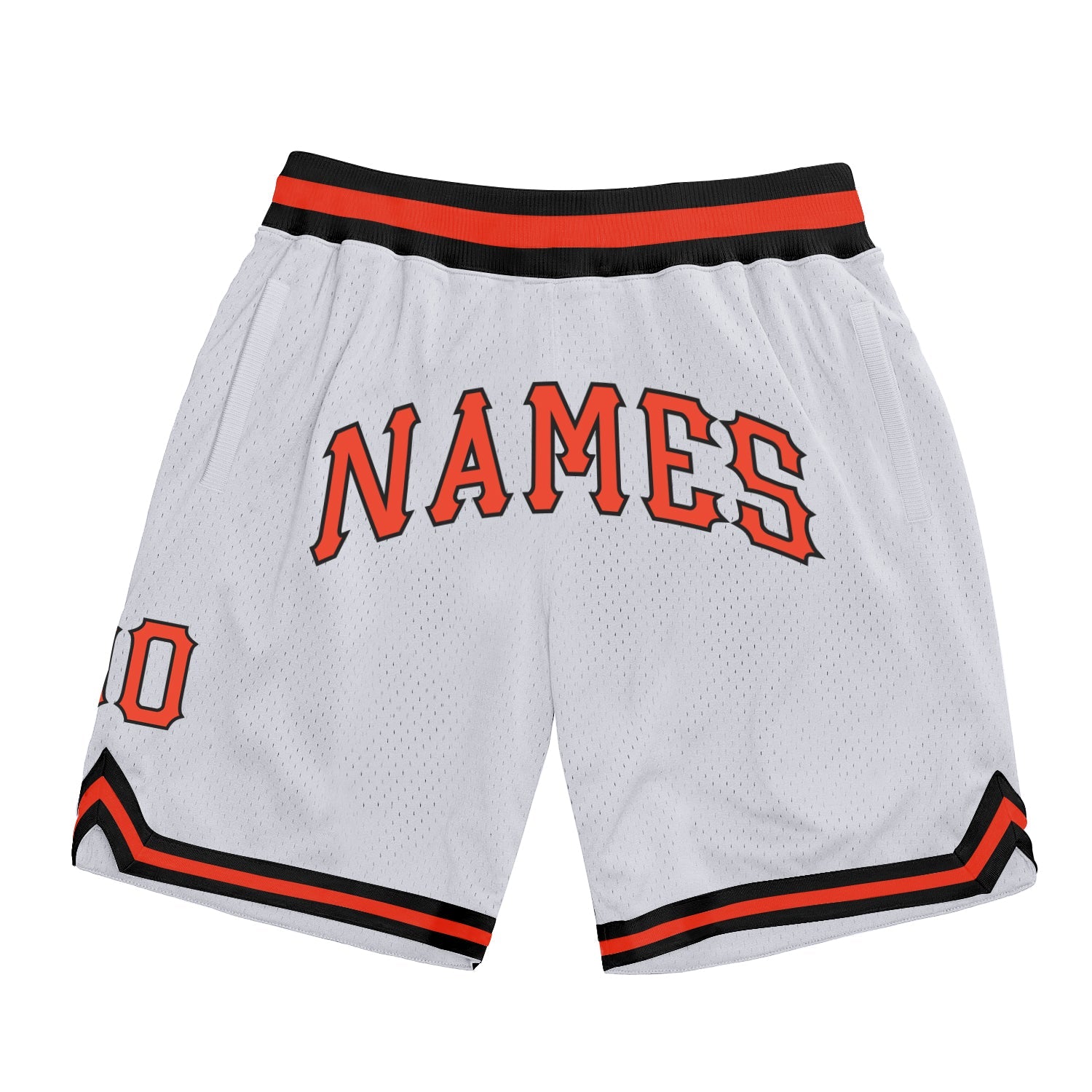 Custom White Orange-Black Authentic Throwback Basketball Shorts