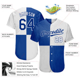 Custom White Royal 3D Pattern Design Multicolor Authentic Baseball Jersey