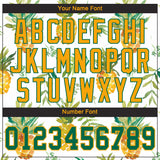 Custom White Kelly Green-Gold 3D Pattern Design Pineapples Authentic Baseball Jersey