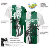 Custom White White-Kelly Green 3D Pattern Design Coconut Trees Authentic Baseball Jersey