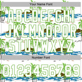 Custom White White-Neon Green 3D Pattern Design Beaches Authentic Baseball Jersey