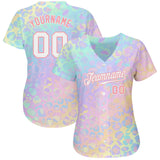 Custom White White-Pink 3D Pattern Design Leopard Authentic Baseball Jersey