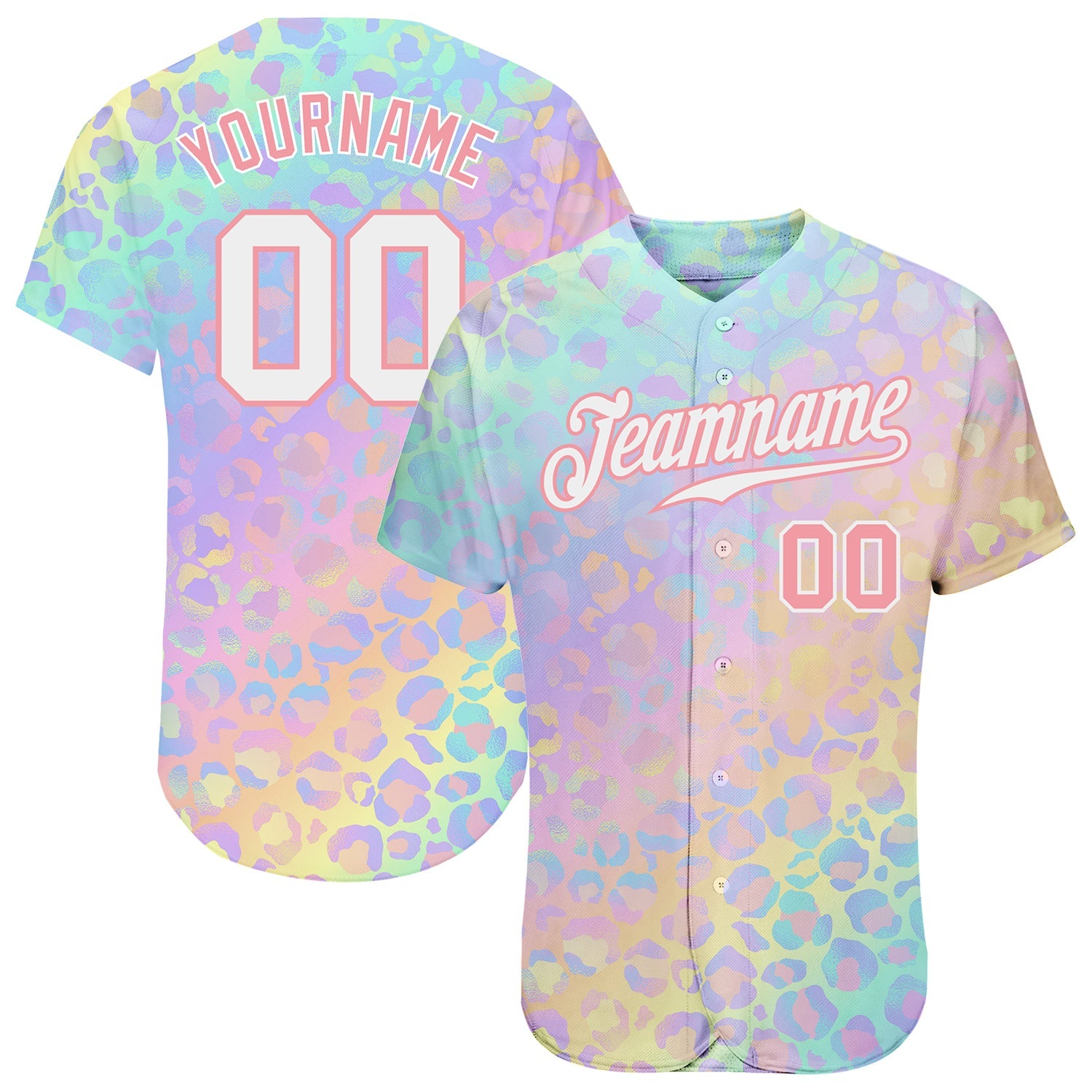 Custom White White-Pink 3D Pattern Design Leopard Authentic Baseball Jersey