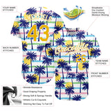 Custom White Gold-White 3D Pattern Design Hawaii Palm Trees Authentic Baseball Jersey