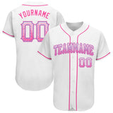 Custom White Pink-Light Blue Authentic Drift Fashion Baseball Jersey
