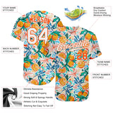 Custom White White-Orange 3D Pattern Design Fruits Authentic Baseball Jersey