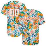 Custom White White-Orange 3D Pattern Design Fruits Authentic Baseball Jersey