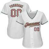 Custom White Pink-Green Authentic Baseball Jersey