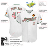 Custom White Pink-Green Authentic Baseball Jersey