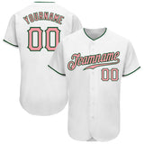 Custom White Pink-Green Authentic Baseball Jersey