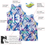 Custom White White-Light Blue 3D Pattern Design Palm Trees Authentic Basketball Jersey