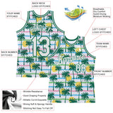 Custom White White-Kelly Green 3D Pattern Design Palm Trees Authentic Basketball Jersey
